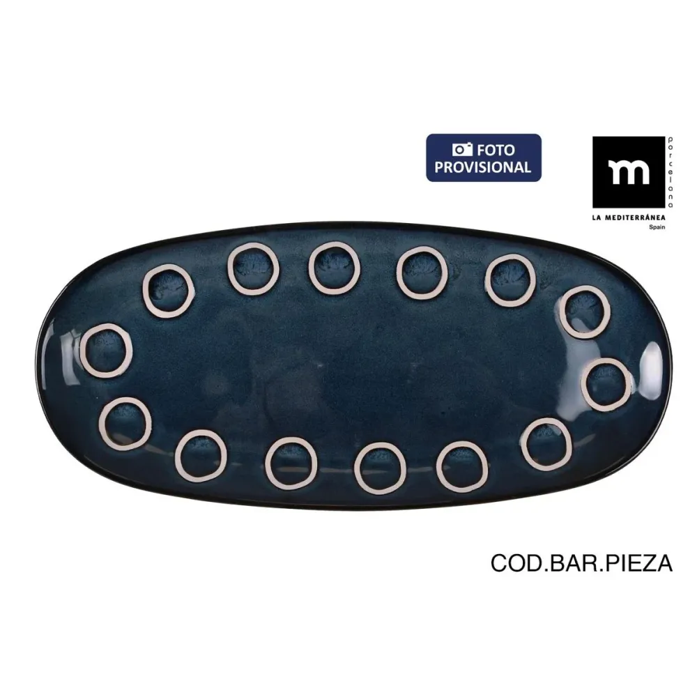 Utensili per Pasta Sfoglia Teglia da Cucina La Mediterránea Almudena Azzurro Ovale 33 x 14,8 x 2,7 cm (12 Unità)