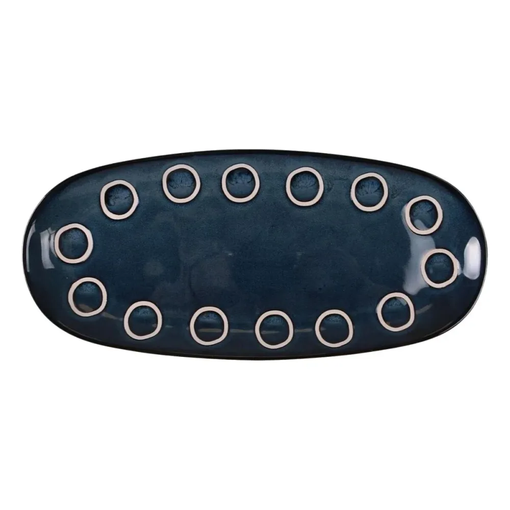 Utensili per Pasta Sfoglia Teglia da Cucina La Mediterránea Almudena Azzurro Ovale 33 x 14,8 x 2,7 cm (12 Unità)