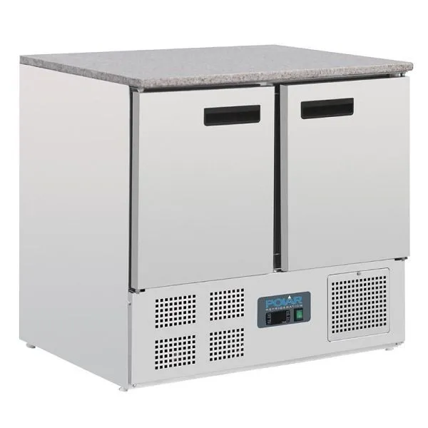 Banco refrigerato Polar bancone con piano di lavoro marmo 2 porte 240L CL108