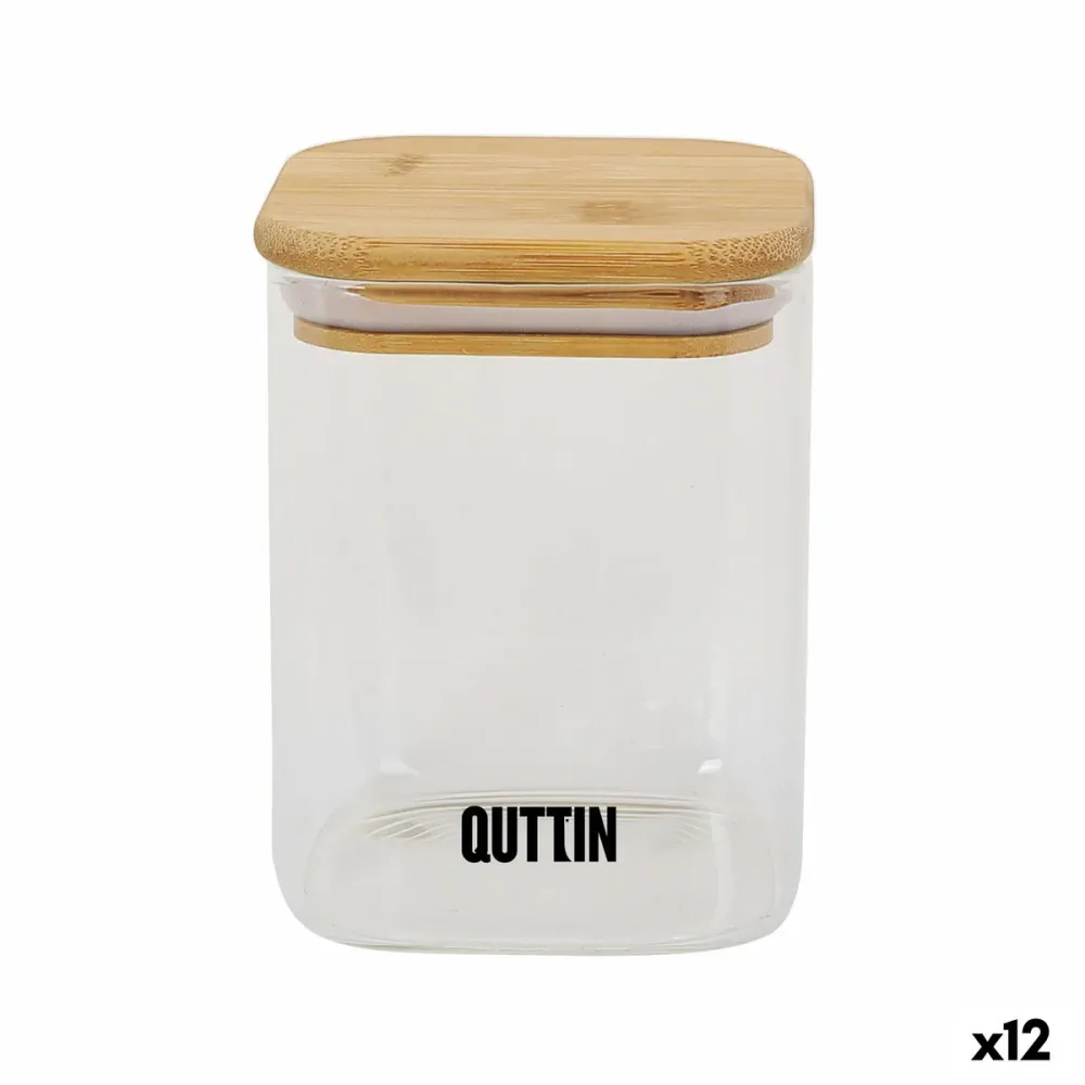 Contenitore per Custodire gli Alimenti Quttin Bambù Vetro Borosilicato 480 ml (12 Unità)