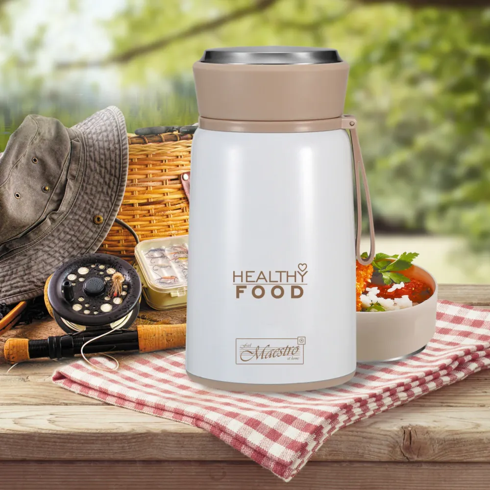 Contenitore termico per alimenti Thermos acciaio inossidabile con cucchiaio pieghevole 800ml