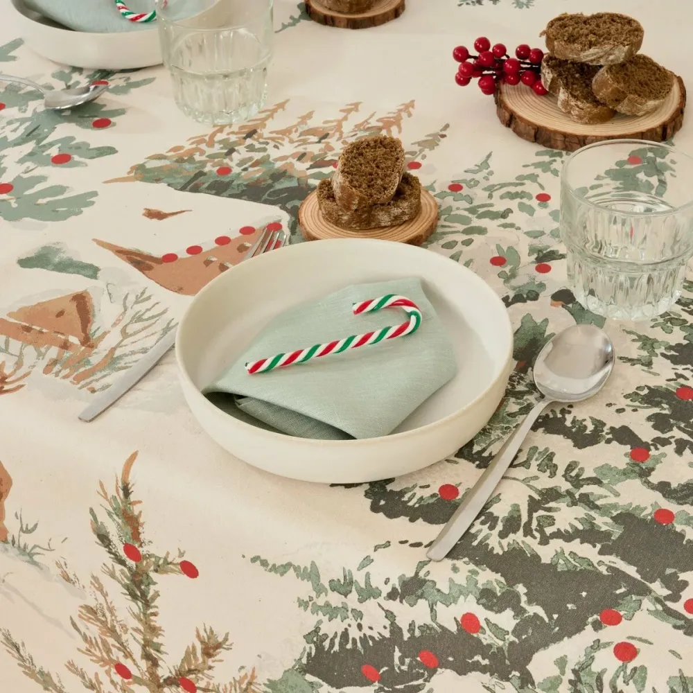 Tovaglia antimacchia Belum Christmas Deer Multicolore con Angoli Elastici