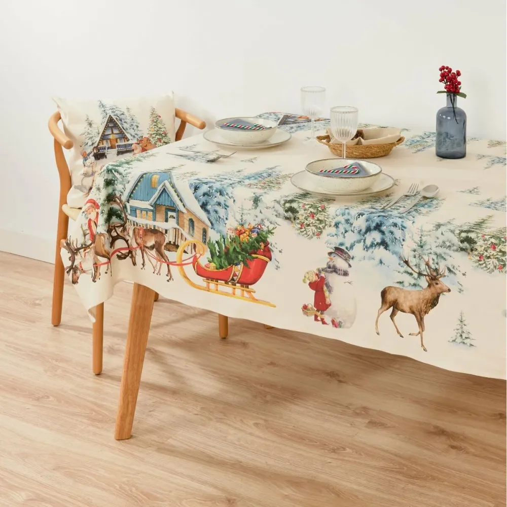 Tovaglia antimacchia Belum Christmas Landscape 100 x 155 cm con Angoli Elastici