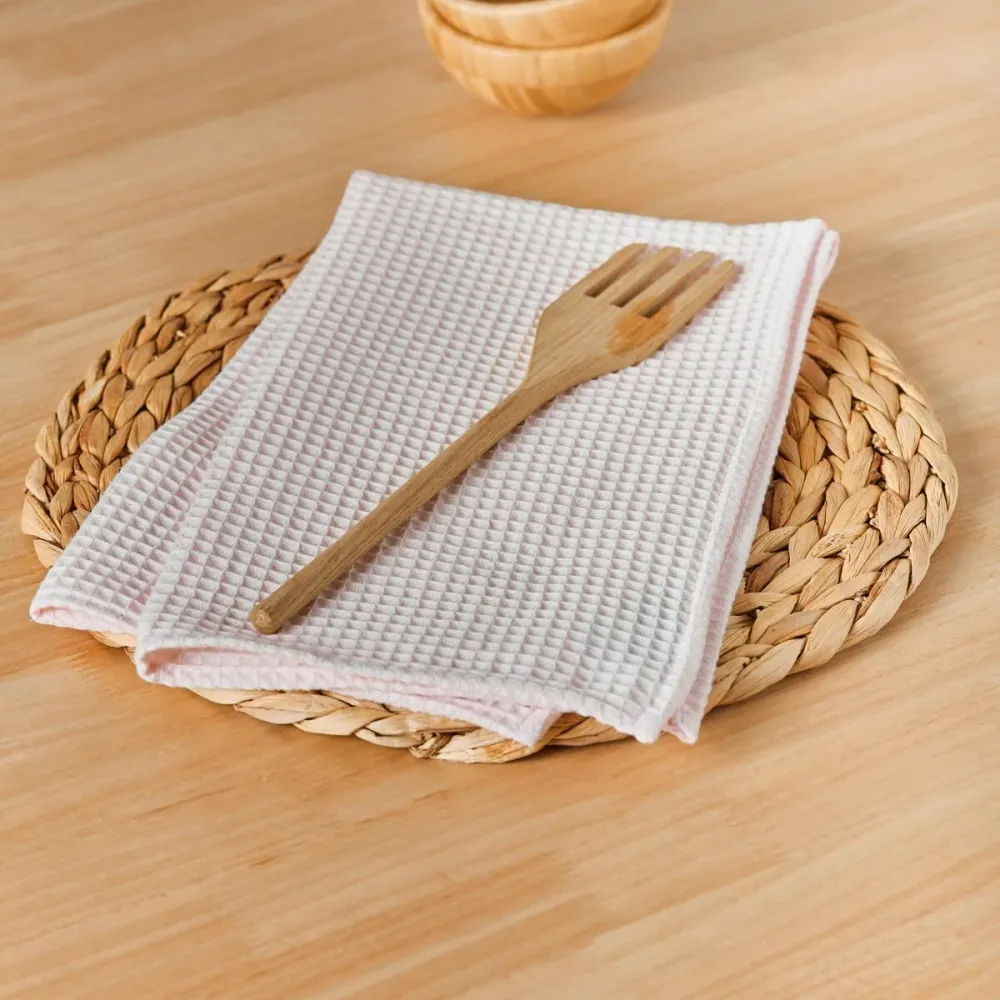 Set Completo di Lino Tovaglioli Belum Waffle Rosa distinto