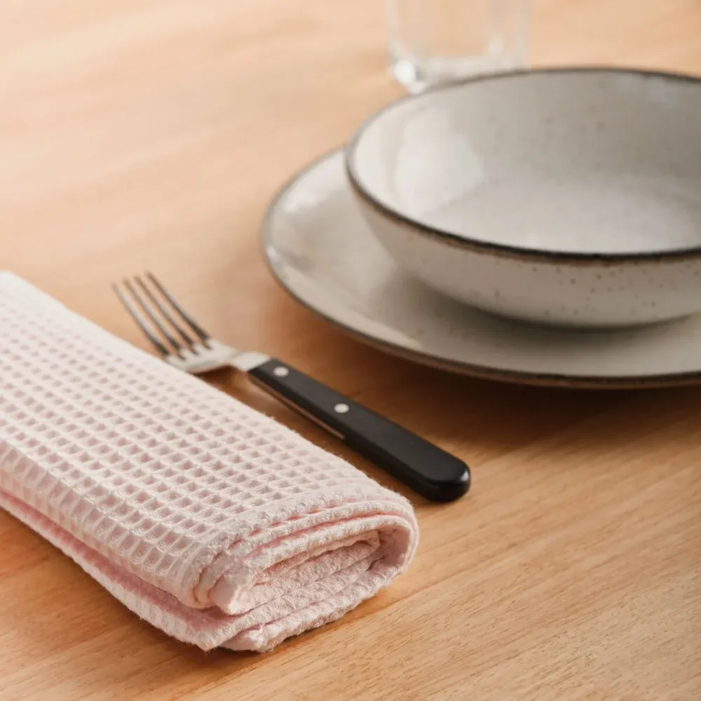 Set Completo di Lino Tovaglioli Belum Waffle Rosa distinto