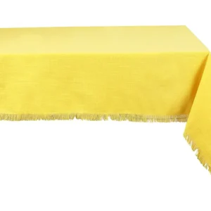 Sottopentola Tovaglia, biancheria da tavola con frange Cotone 140 x 240 cm Giallo POLA