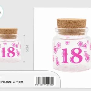 Barattolo vetro 4,7x5cm 18 anni fuxia