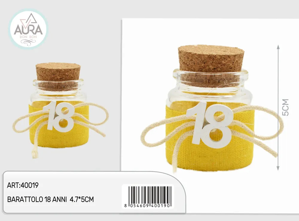 barattolo vetro 18 anni 4,7x5cm giallo