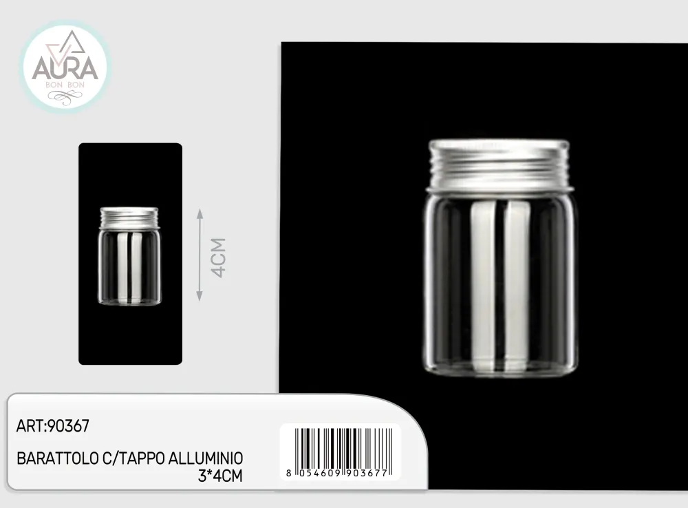 barattolo vetro con tappo alluminio 3x4cm
