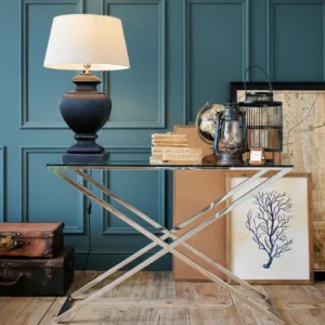 Consolle moderna acciaio e vetro Park Avenue 120 cm