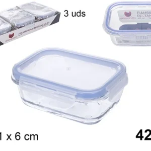 Contenitore per alimenti vetro plastica ermetico rettangolare 420 ml