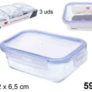 Contenitore per alimenti vetro plastica ermetico rettangolare 590 ml