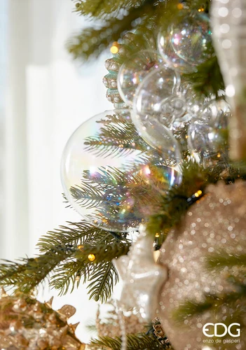 EDG Enzo De Gasperi Pallina di Natale Iride Vetro Trasparente D12 cm