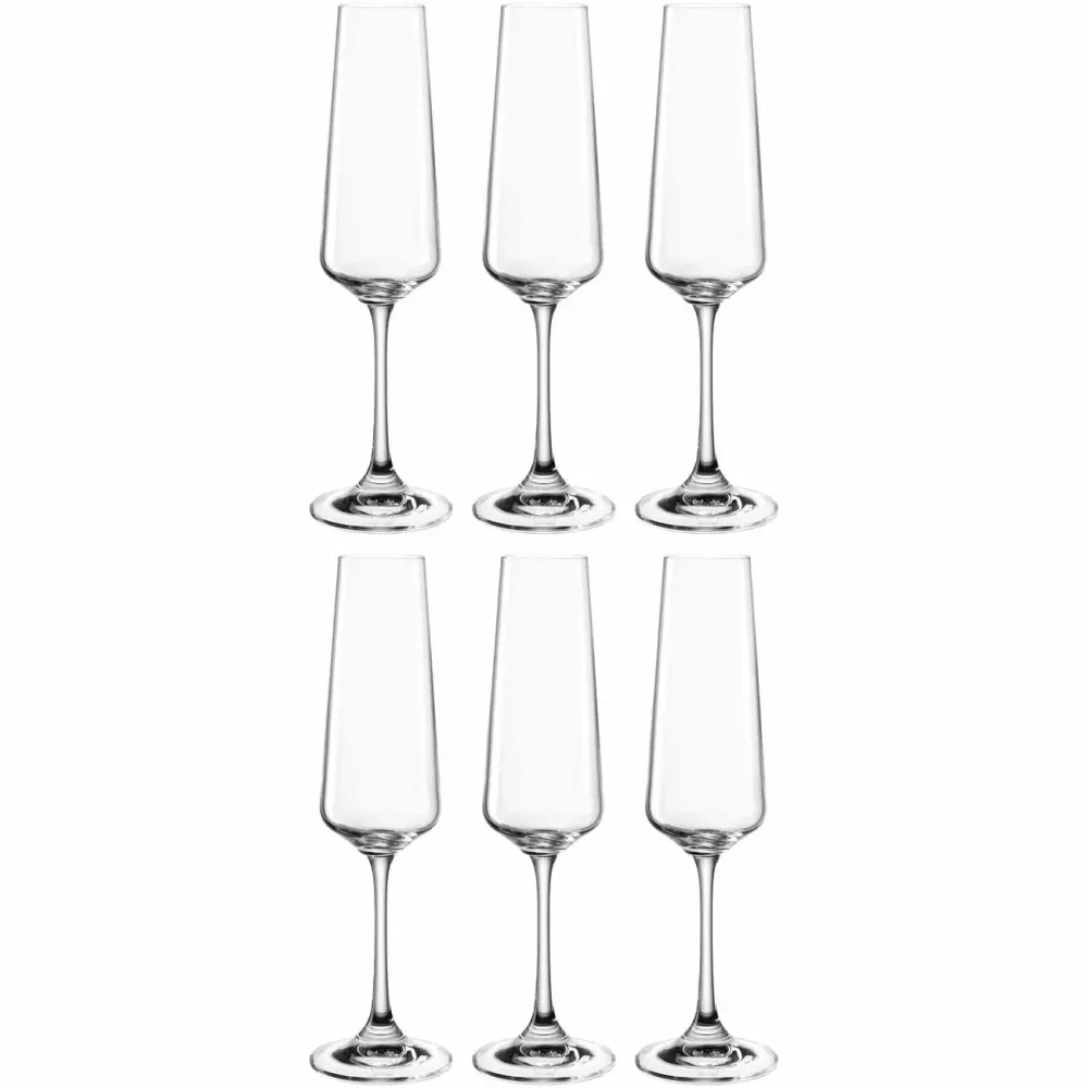 Leonardo Set 6 Calici Flute Paladino Vetro 220 ml