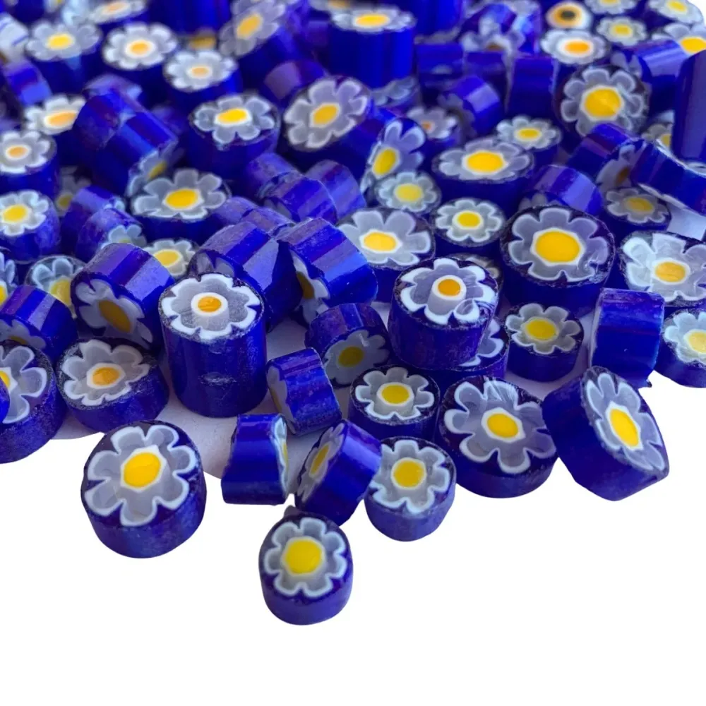Millefiori Blu/Bianco/Giallo Fiore 10/11 trasparente