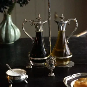 Set olio e ampolla vetro e argento Co