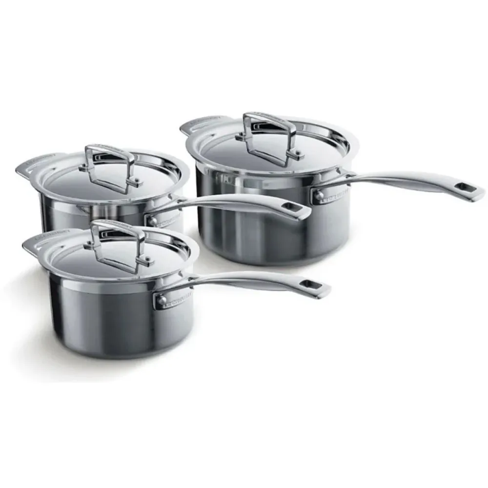 Set di 3 casseruole acciaio inox 3-PLY con coperchi Le Creuset
