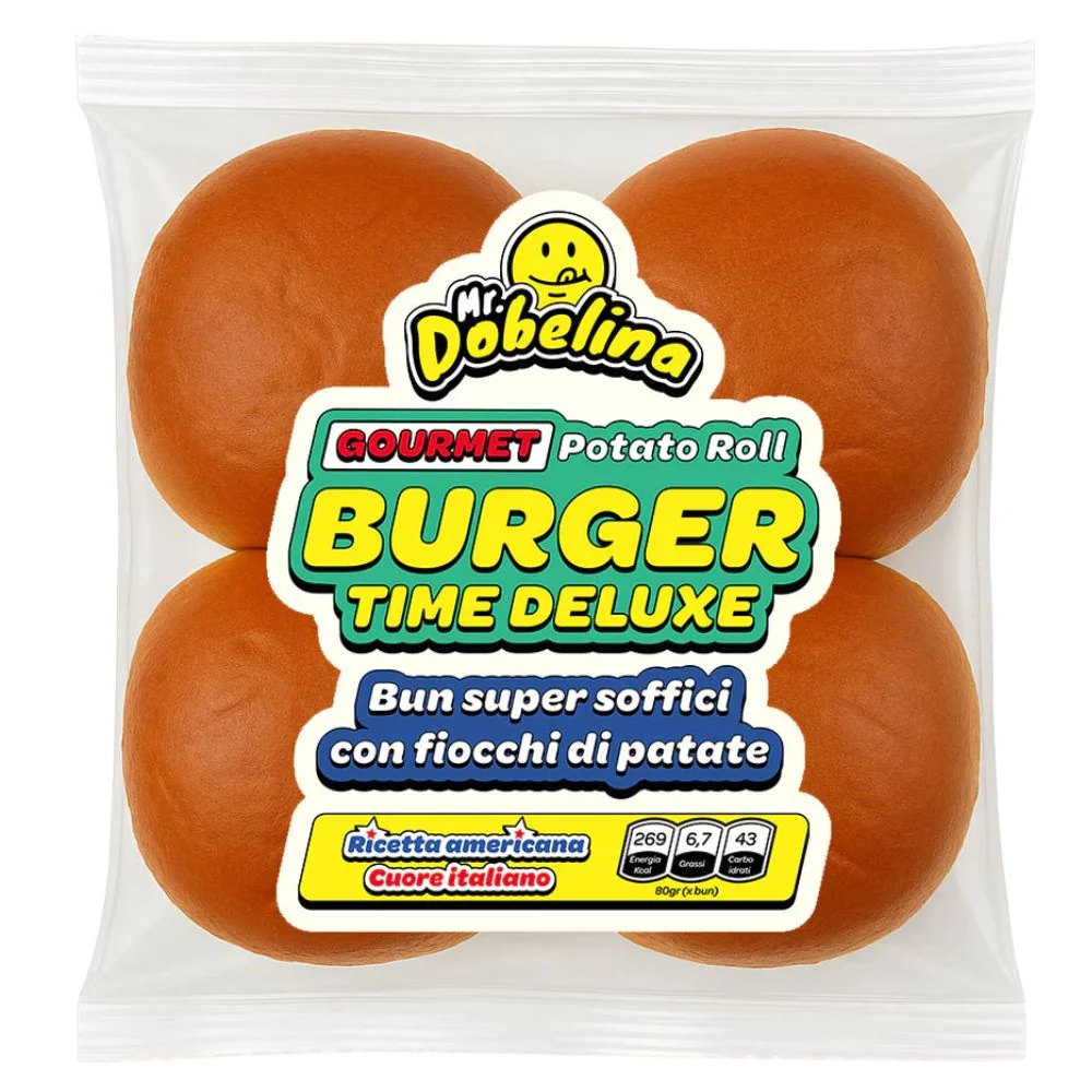 Burger Gourmet Potato Roll, 4 bun super soffici con fiocchi di patate da 80g
