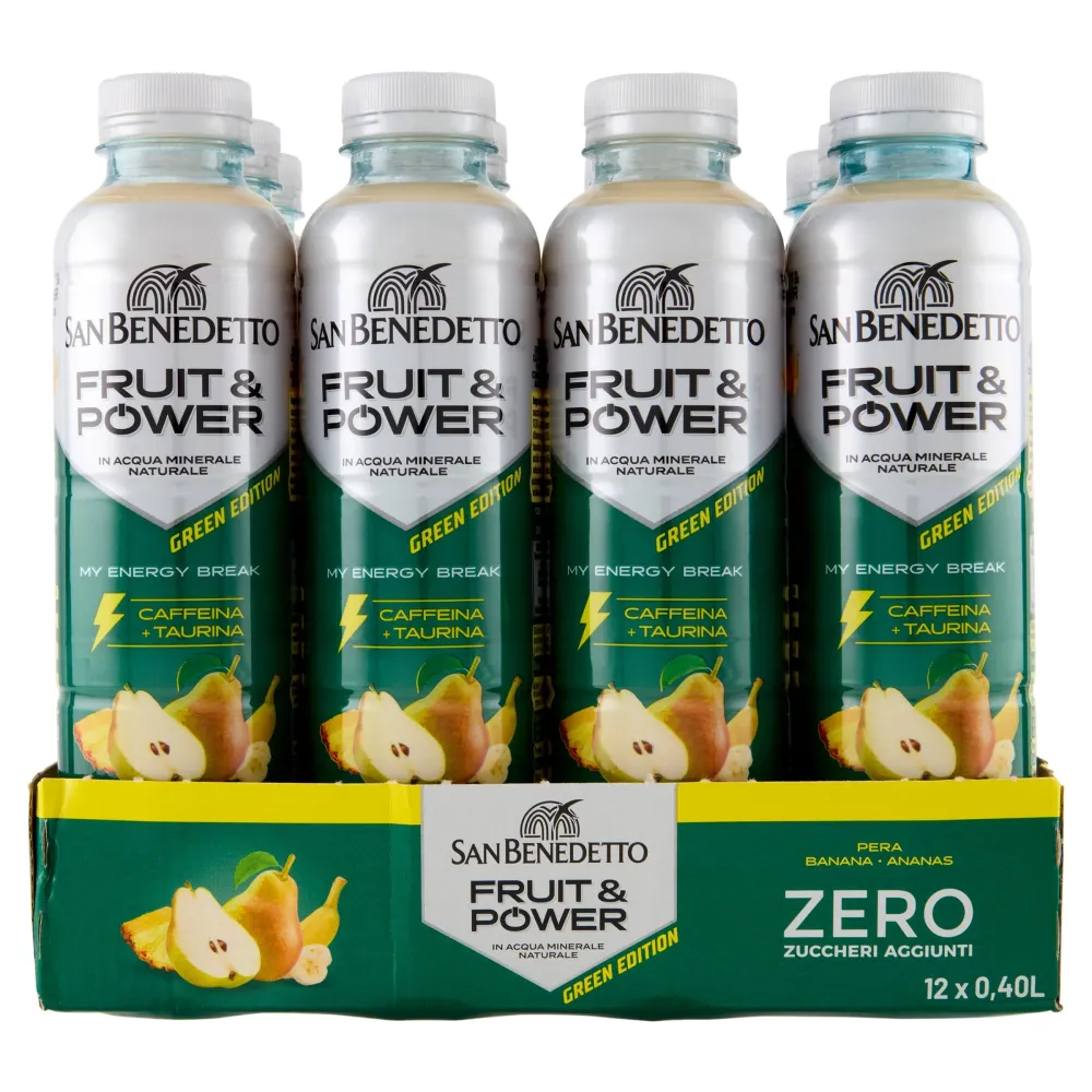 Fruit e Power Green Edition San Benedetto da 12 bottiglie 0,4Lt - Pera - Banana - Ananas