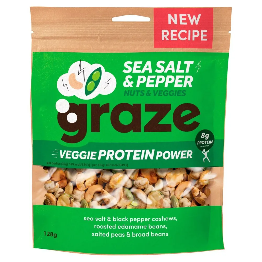 Graze Veggie Protein Power Snack Mix Sale Marino e Pepe 128g