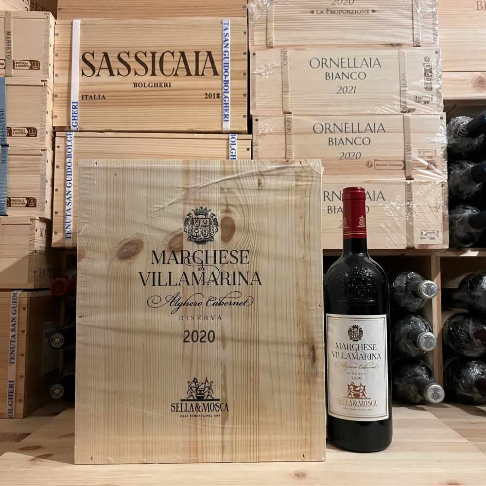 Marchese di Villamarina 2020 Alghero Cabernet Riserva Sella & Mosca - Cassa Legno 6 Bottiglie