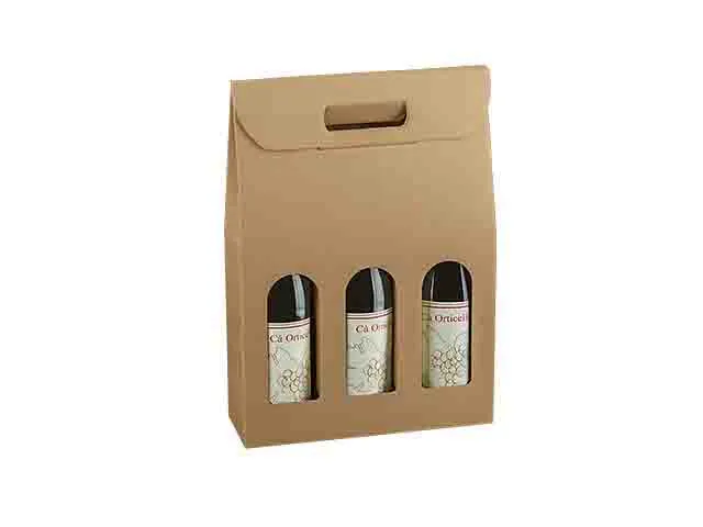 Scatola per 3 bottiglie 27x9x38,5cm linea avana