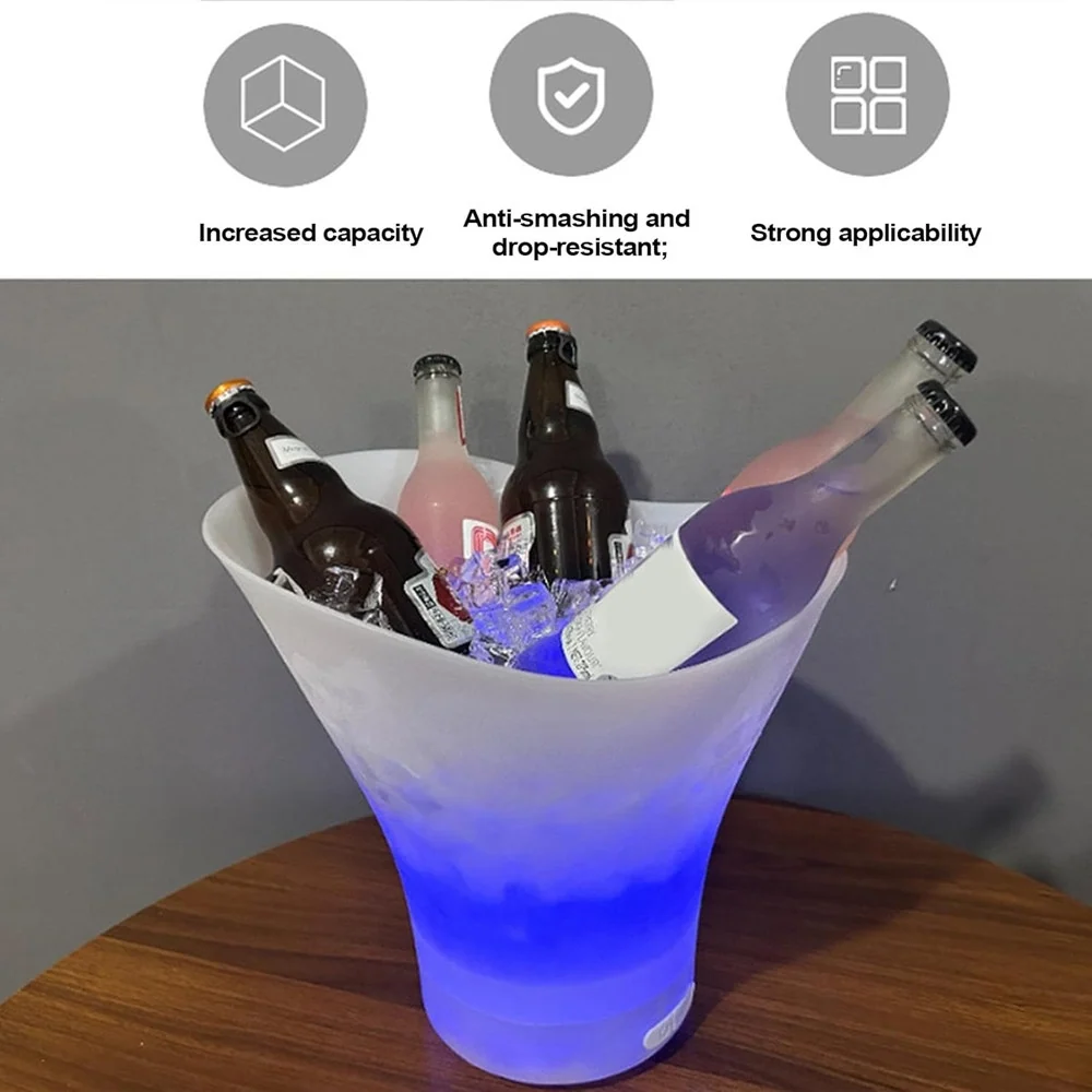 Secchiello Del Ghiaccio Luci Led Da 7lt Secchio Refrigerante Bevande Ricarica Tipo C