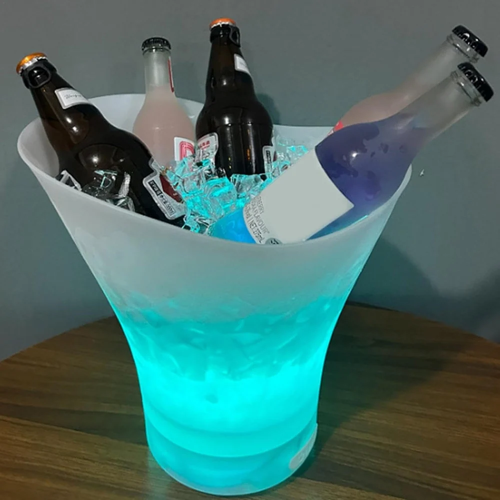 Secchiello Del Ghiaccio Luci Led Da 7lt Secchio Refrigerante Bevande Ricarica Tipo C