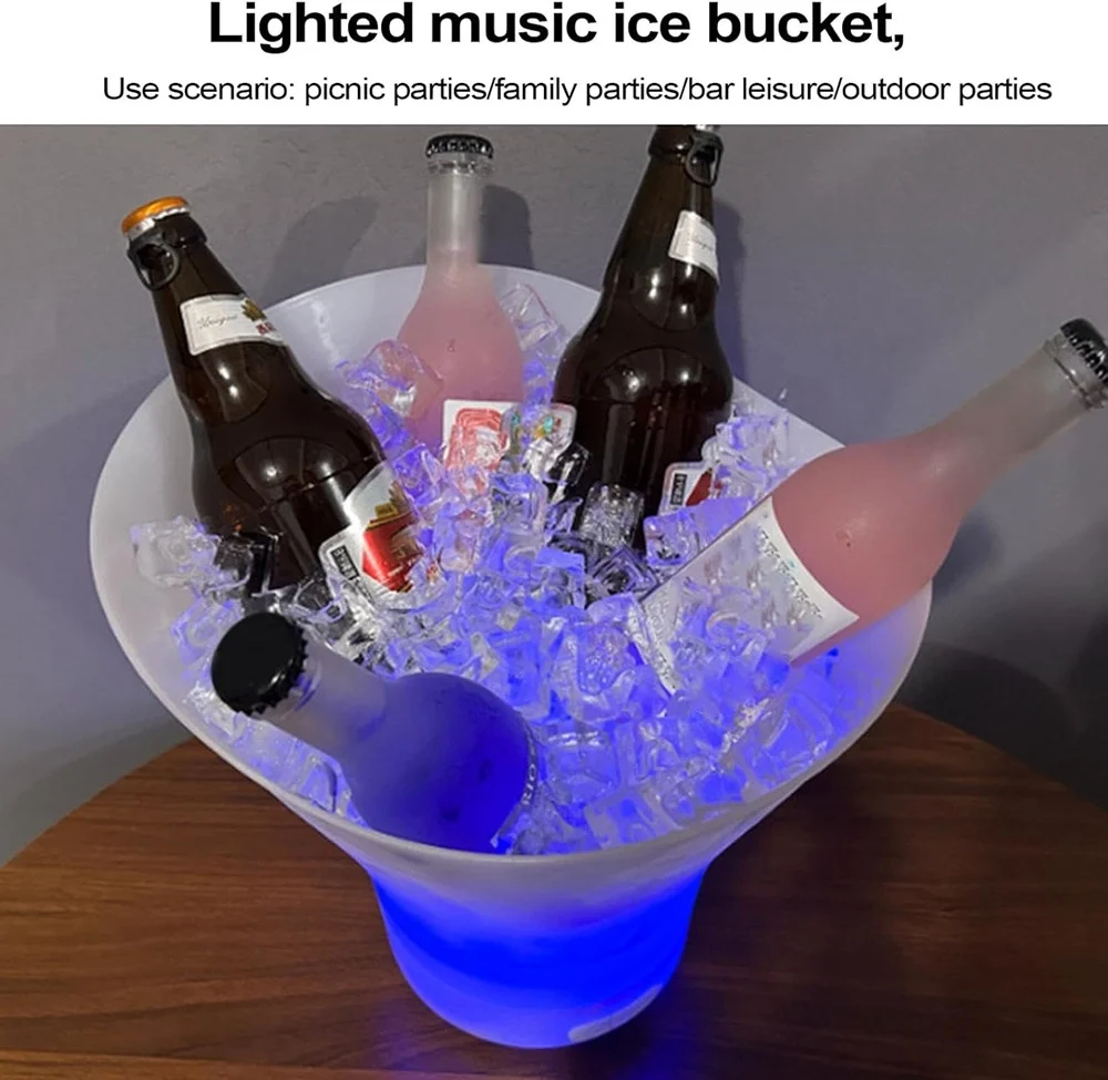 Secchiello Del Ghiaccio Luci Led Da 7lt Secchio Refrigerante Bevande Ricarica Tipo C