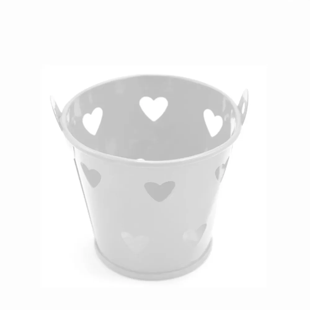 Secchiello latta bianco con cuori 5,5x5,3cm