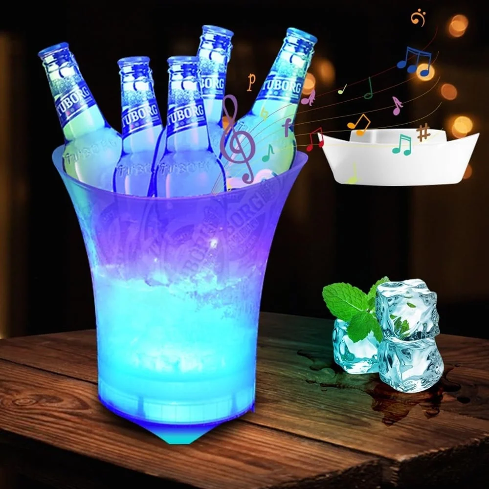 Secchiello Per Ghiaccio Led Da 5lt 6 Colori Per Raffreddare Bevande Impermeabile Feste