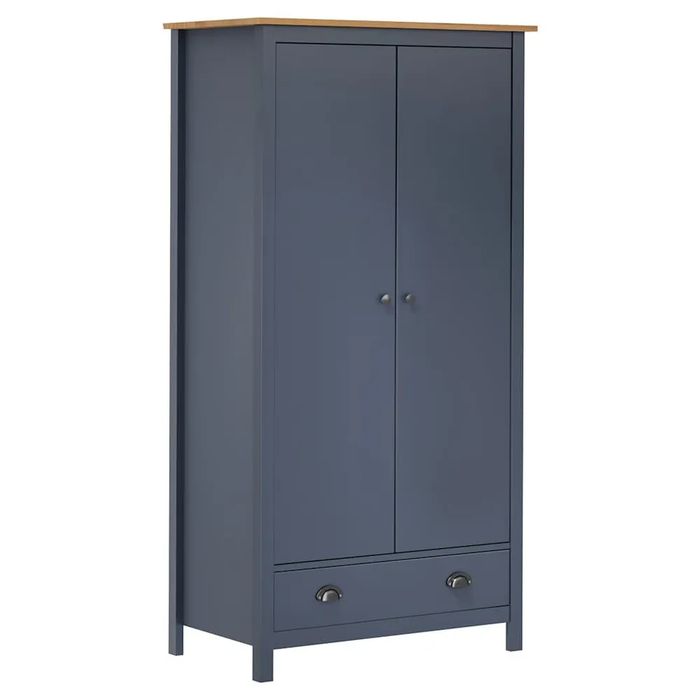 Armadio 2 Ante Hill Grigio 89x50x170 cm Legno di Pino