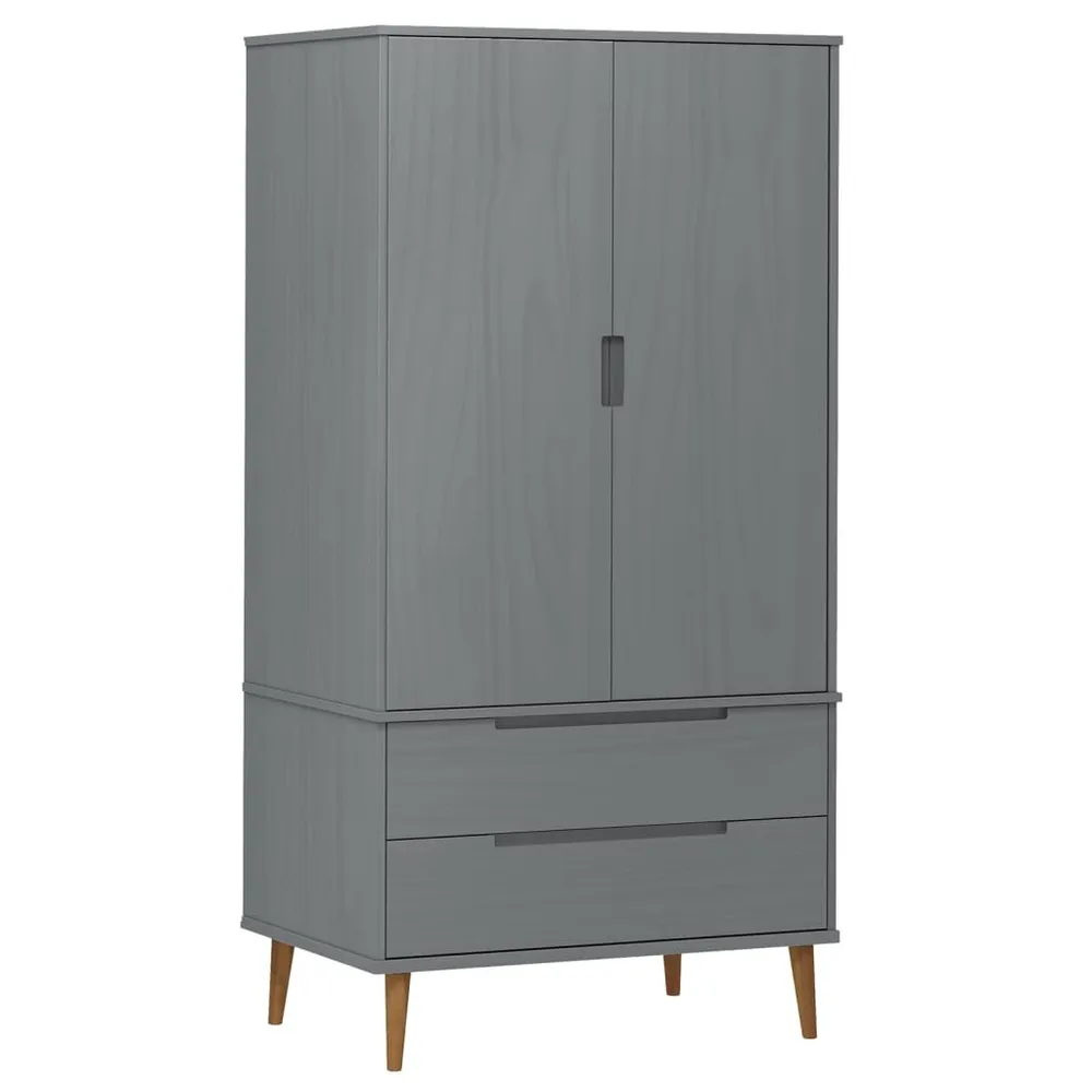 Armadio MOLDE Grigio 90x55x175 cm Legno Massello di Pino