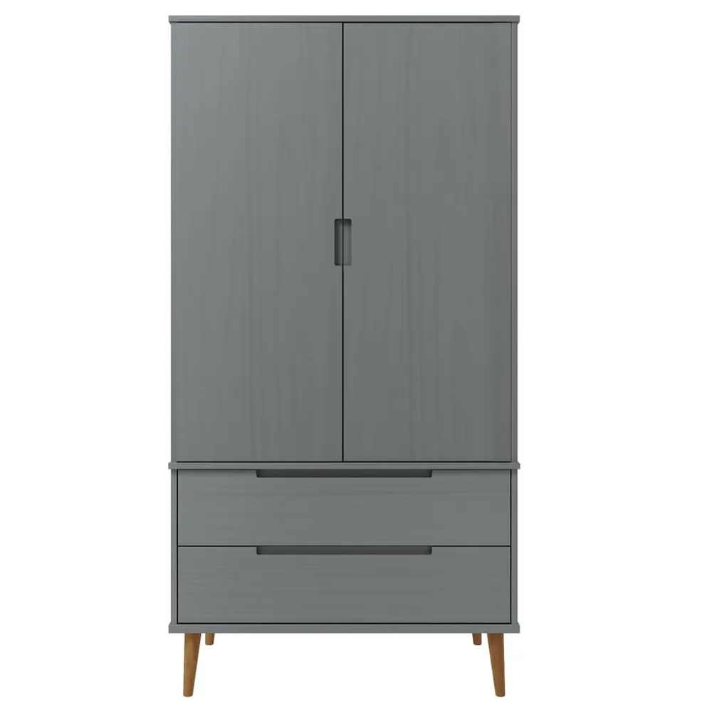 Armadio MOLDE Grigio 90x55x175 cm Legno Massello di Pino