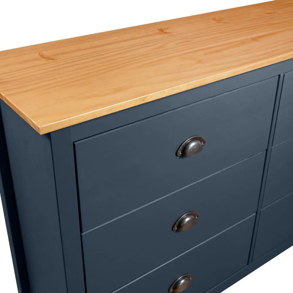 Credenza Hill Grigia 125x40x80 cm Legno Massello di Pino