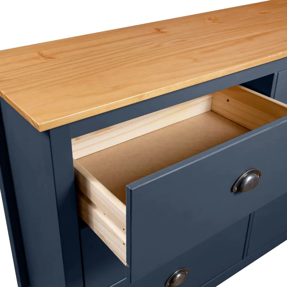 Credenza Hill Grigia 125x40x80 cm Legno Massello di Pino