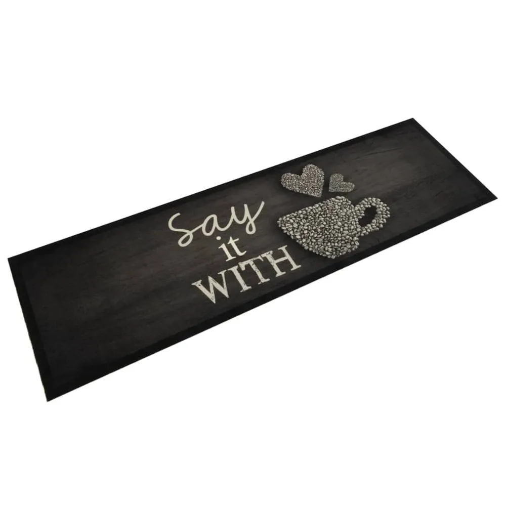 Tappeto da Cucina Lavabile Nero Tazza 45x150 cm Velluto