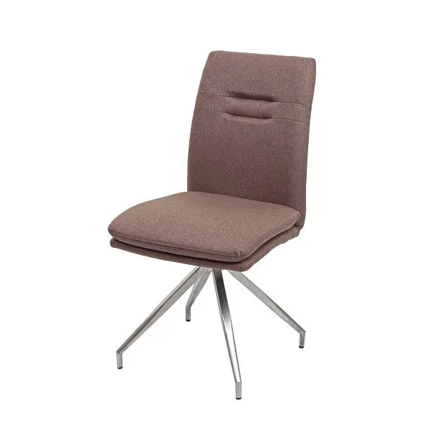 Sedia da pranzo Mendler HWC-H70 sedia da cucina poltrona tessuto/acciaio inossidabile spazzolato marrone 73919