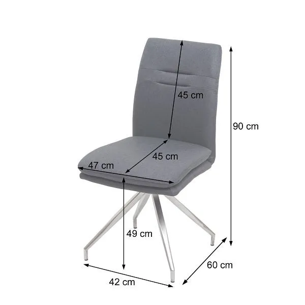 Sedia da pranzo Mendler HWC-H70 sedia da cucina poltrona tessuto/acciaio inossidabile spazzolato marrone 73919