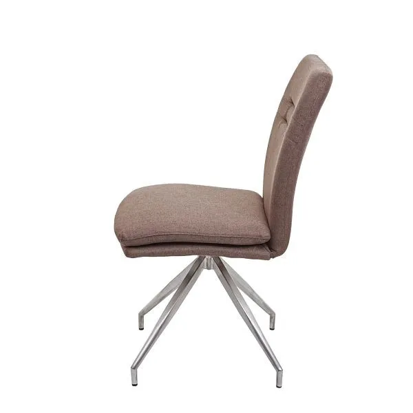 Sedia da pranzo Mendler HWC-H70 sedia da cucina poltrona tessuto/acciaio inossidabile spazzolato marrone 73919