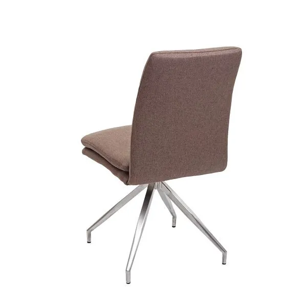 Sedia da pranzo Mendler HWC-H70 sedia da cucina poltrona tessuto/acciaio inossidabile spazzolato marrone 73919
