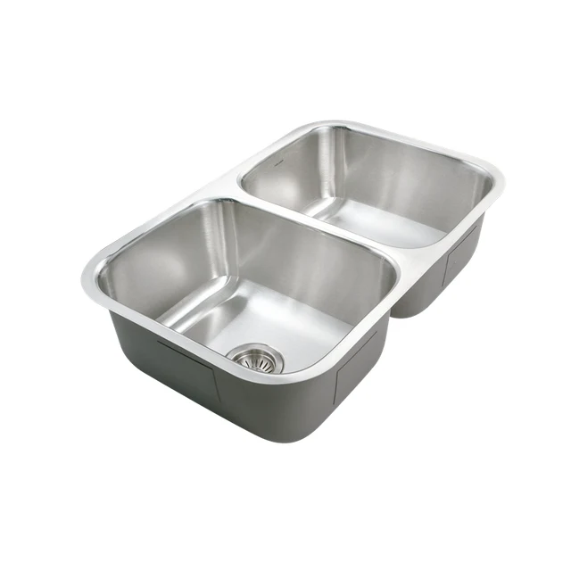 Houzer Medallion Gourmet Series 31" Acciaio inox Steel Undermount 50/50 Double Bowl Kitchen Sink, includes Strainer