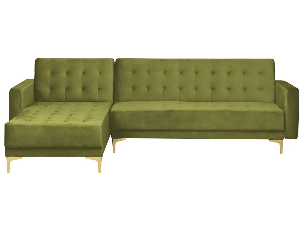 Divano 3 posti velluto verde oliva destro ABERDEEN