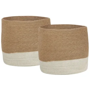 Set di 2 cesti iuta crema e bianco BULANIK