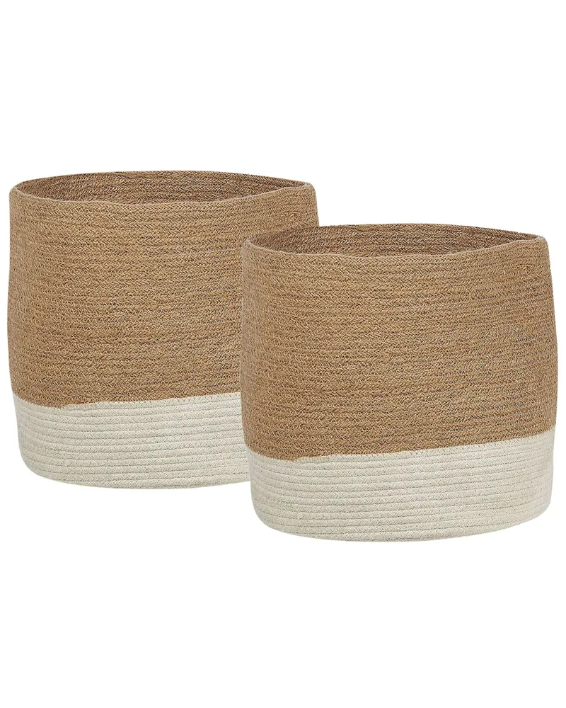 Set di 2 cesti iuta crema e bianco BULANIK