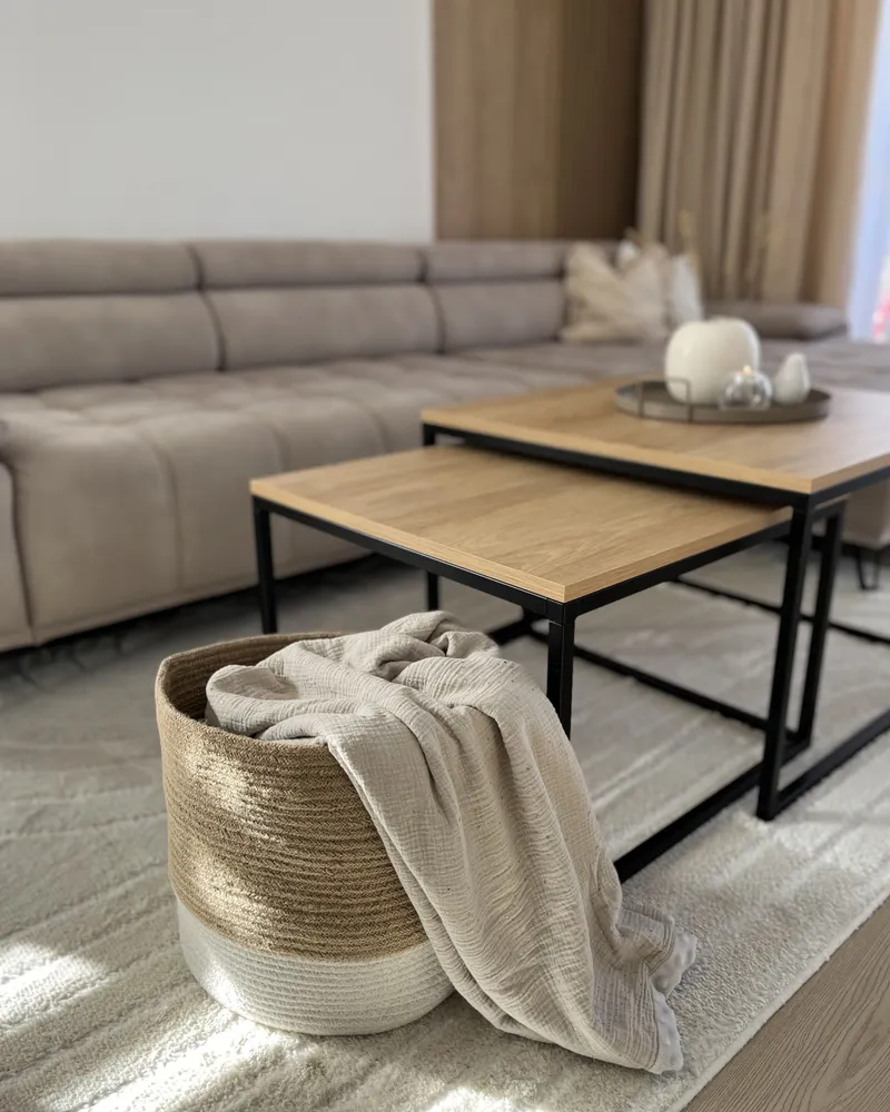 Set di 2 cesti iuta crema e bianco BULANIK