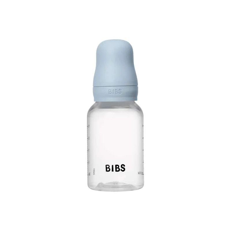 BIBS Bottle - Sutteflaskesæt - Plastik - Silikone/Slow Flow/Rund - 150 ml. - Baby Blue
