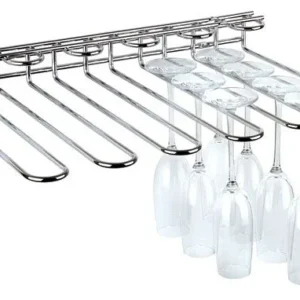 Binario per vetro APS 45 x 32 cm altezza: 6 cm metallo cromato spessore 6 mm presenta spazio per 20 bicchieri per montaggi...