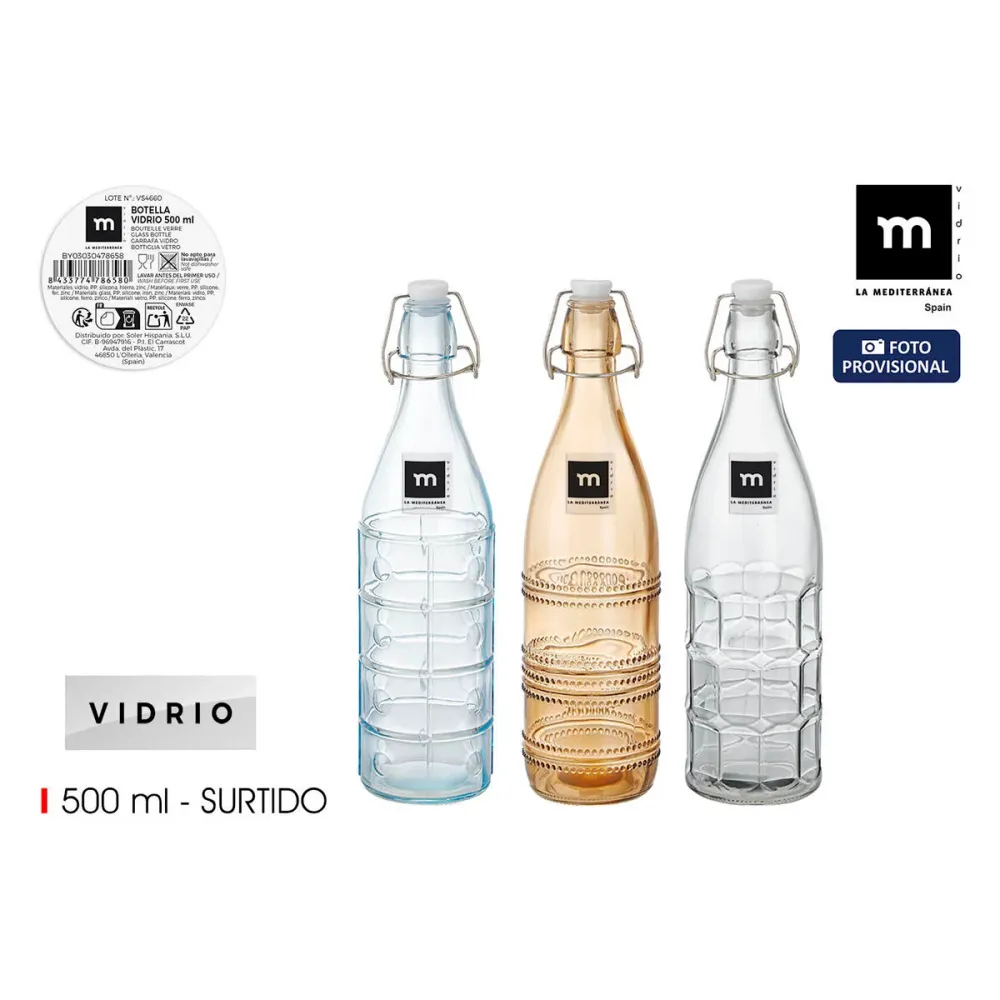 Bottiglia di Vetro La Mediterránea Vetro 500 ml (24 Unità)