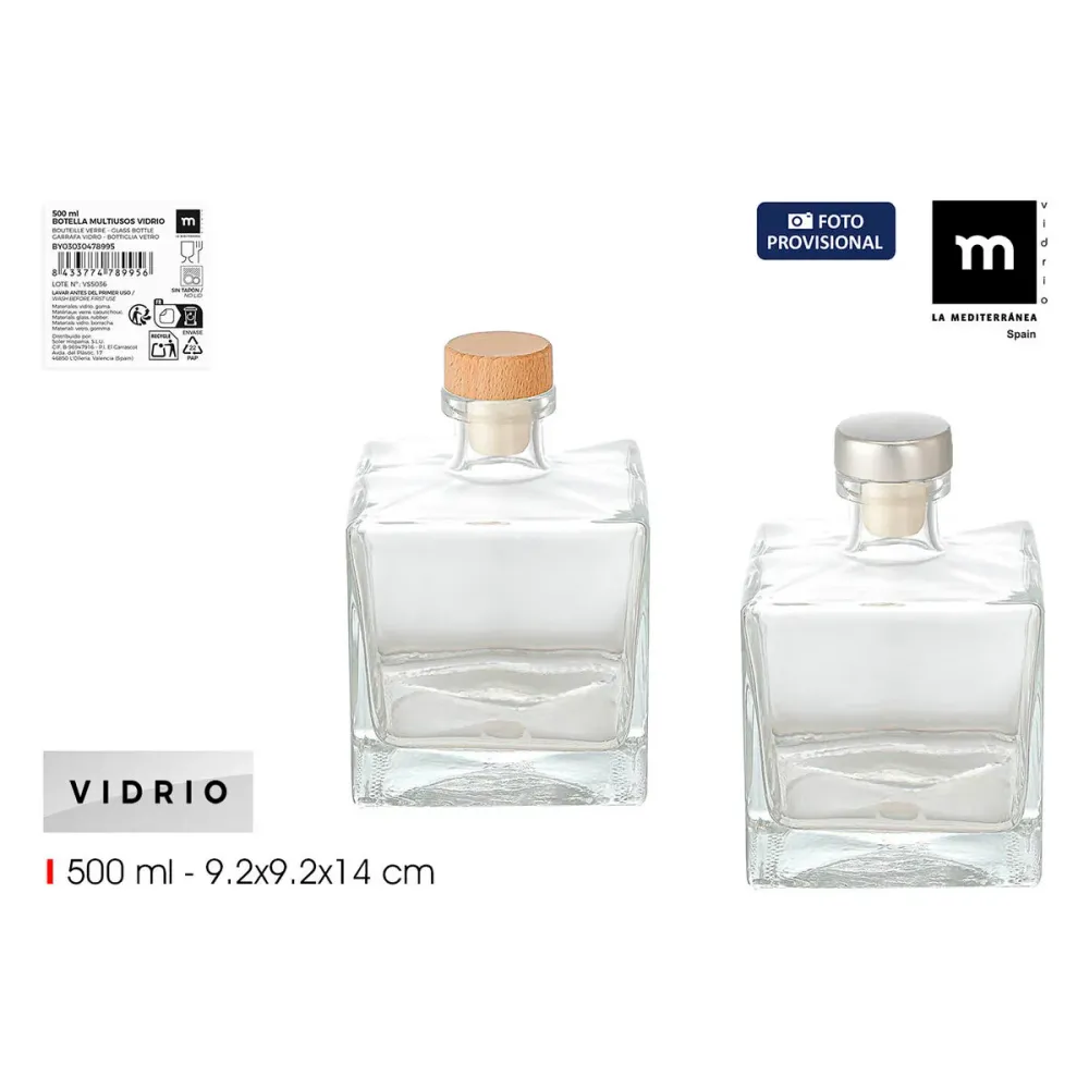 Bottiglia di Vetro La Mediterránea Vetro 500 ml (24 Unità)